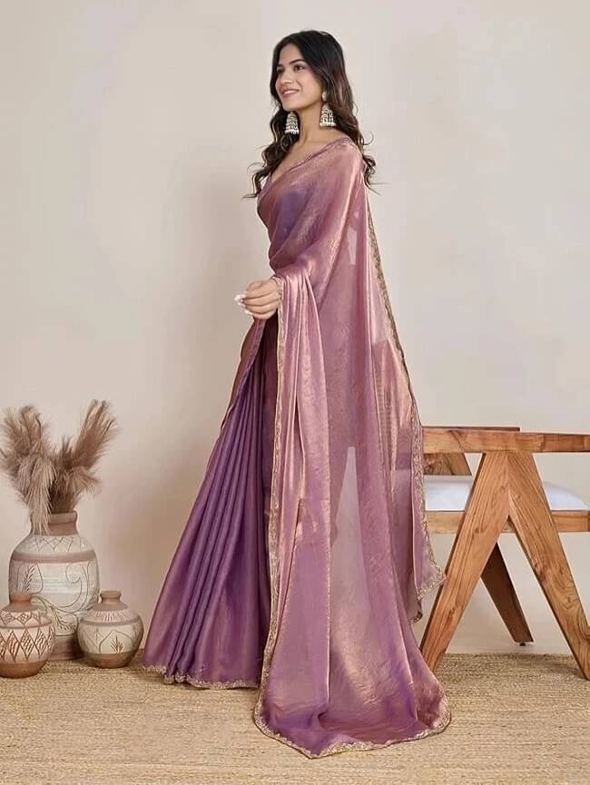 VRAGI Silk Blend Embellished Regular Saree With Unstitched Blouse Piece ( Purple ) VRAGI Silk Blend Embellished Regular Saree With Unstitched Blouse Piece ( Purple )