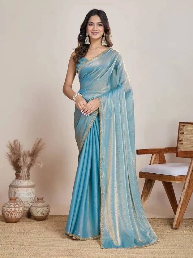 VRAGI Silk Self Design Regular Saree With Unstitched Blouse Piece ( Blue ) VRAGI Silk Self Design Regular Saree With Unstitched Blouse Piece ( Blue )