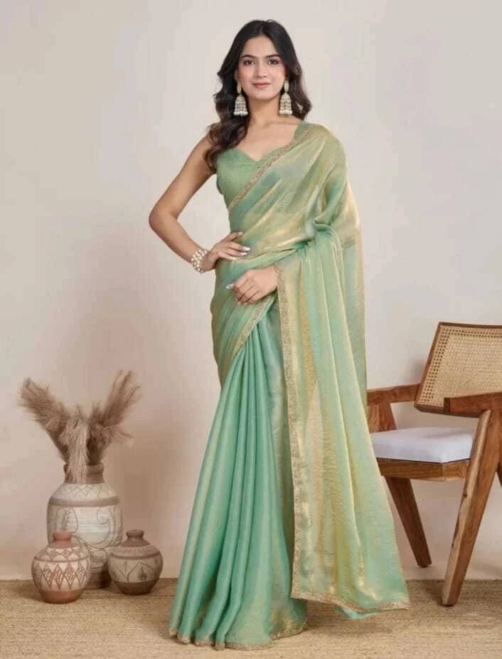 VRAGI Silk Self Design Regular Saree With Unstitched Blouse Piece ( Green ) VRAGI Silk Self Design Regular Saree With Unstitched Blouse Piece ( Green )