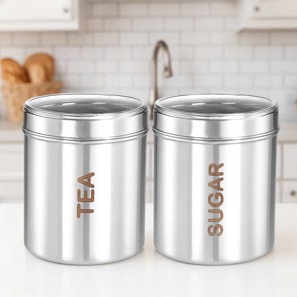     			Visaxmi Steel Silver Tea/Coffee/Sugar Container ( Set of 2 )