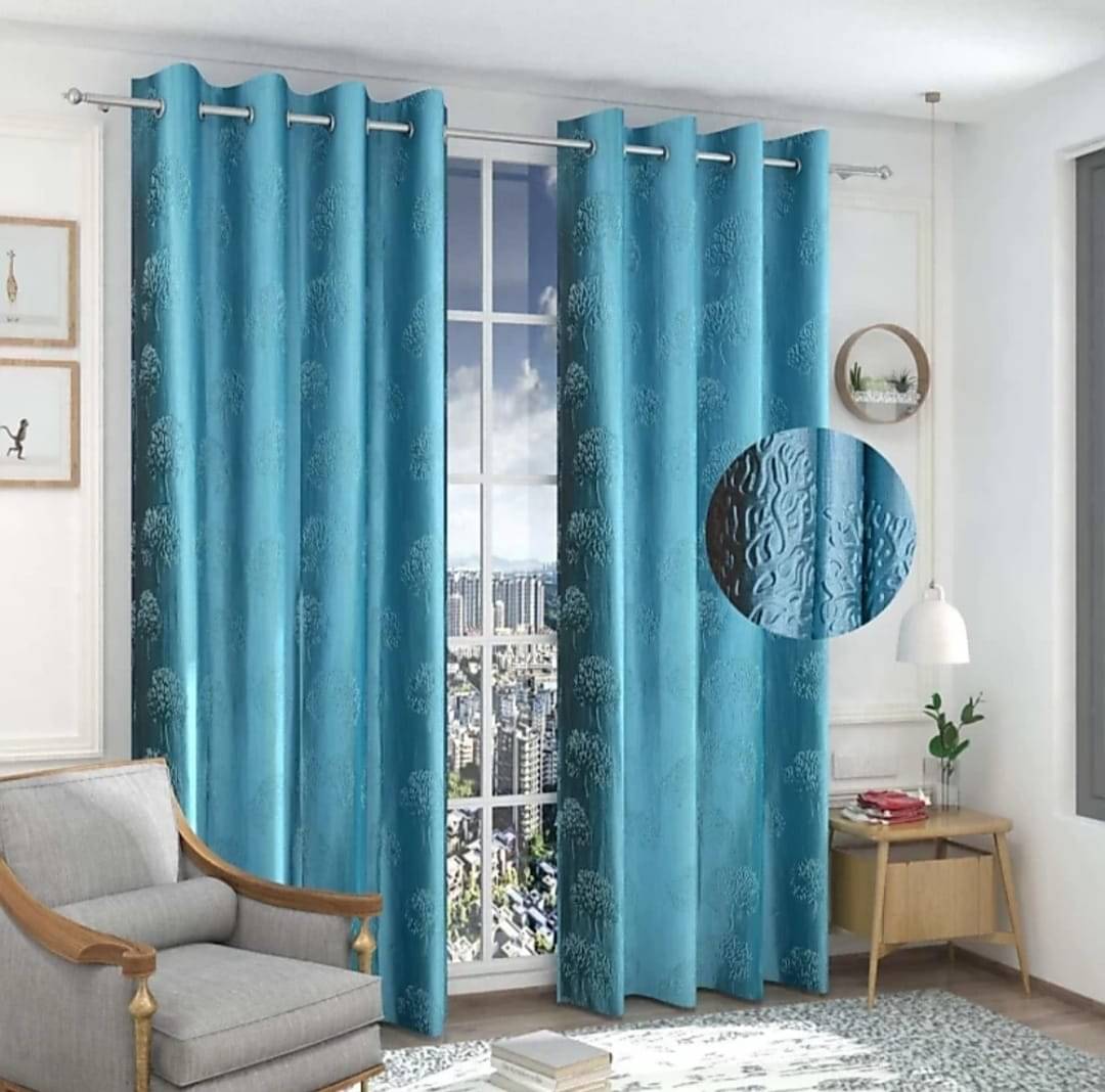     			WI Polka Dots Blackout Eyelet Curtain 7 ft ( Pack of 1 ) - Aqua