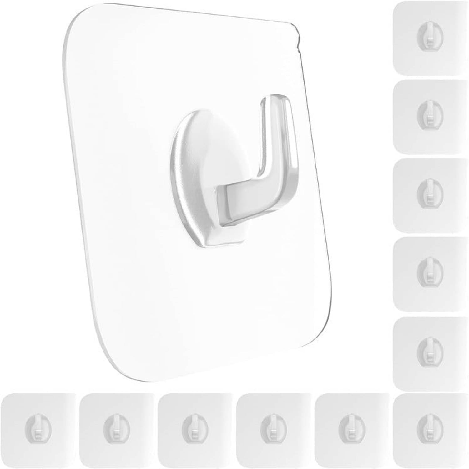     			Wall Hooks Transparent Reusable Seamless Hooks Bathroom Kitchen Heavy Duty Self Adhesive Hooks for Hanging Coat Towel Key Clothe Kitchen Item(PACK OF 10)