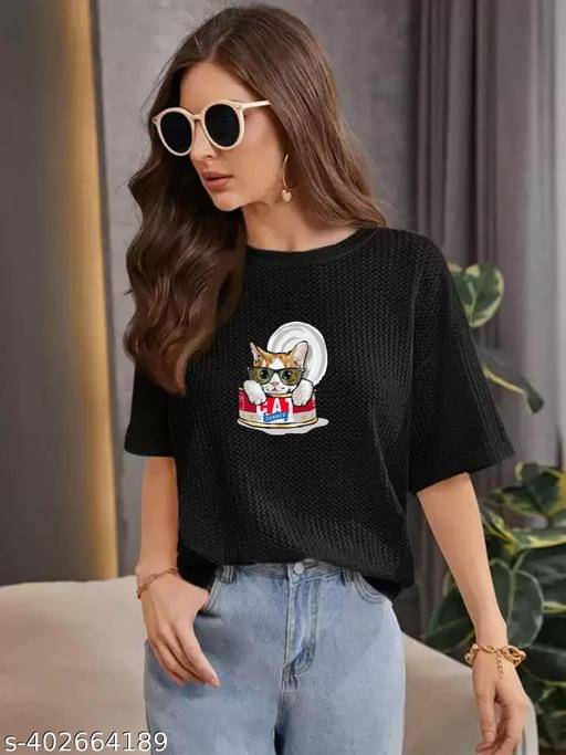 Wexam Style Women's Cotton Blend Regular Top ( Black ) Wexam Style Women's Cotton Blend Regular Top ( Black )