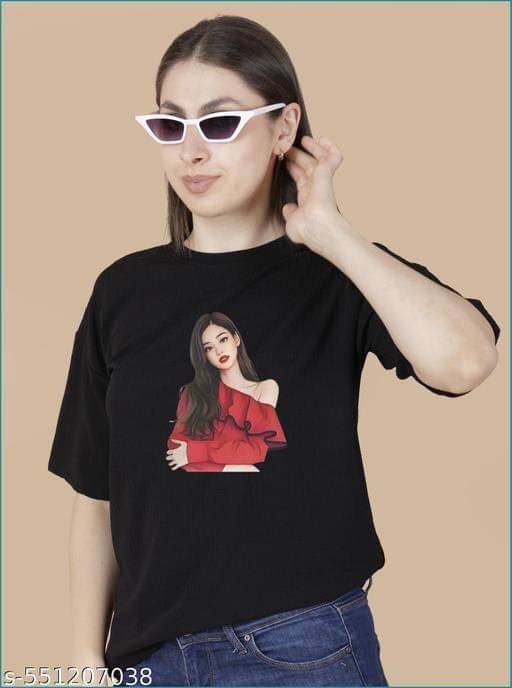     			Wexam Style Women's Cotton Blend Regular Top ( Black )