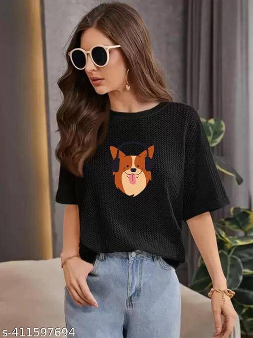 Wexam Style Women's Cotton Blend Regular Top ( Black ) Wexam Style Women's Cotton Blend Regular Top ( Black )