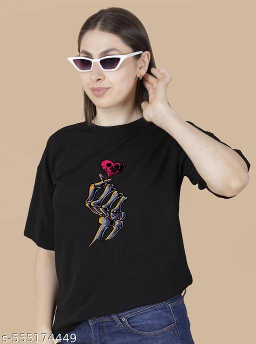     			Wexam Style Women's Cotton Blend Regular Top ( Black )