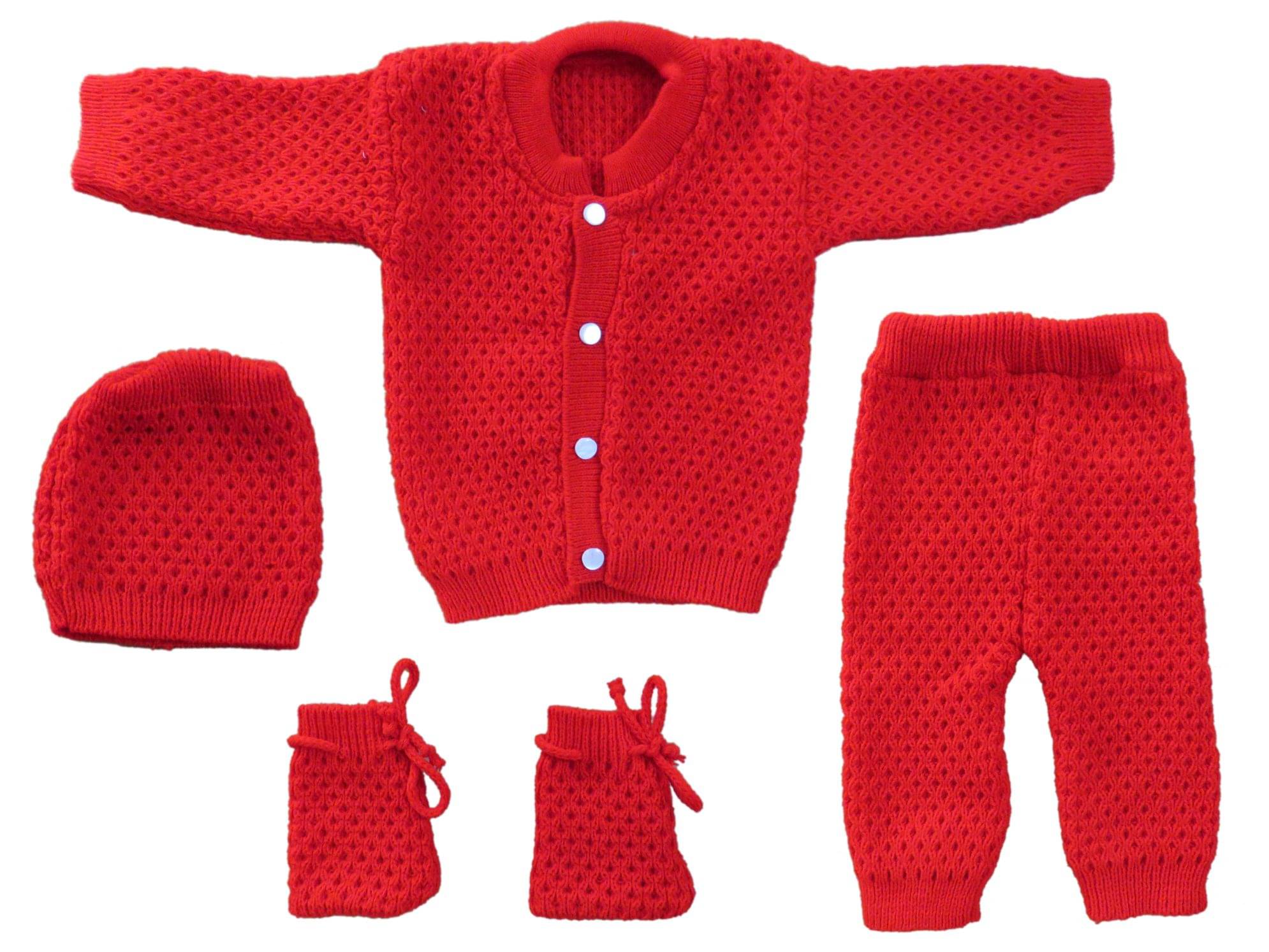     			Wocrevar Pack of 1 Unisex for Baby Woollen Sweater ( Red )