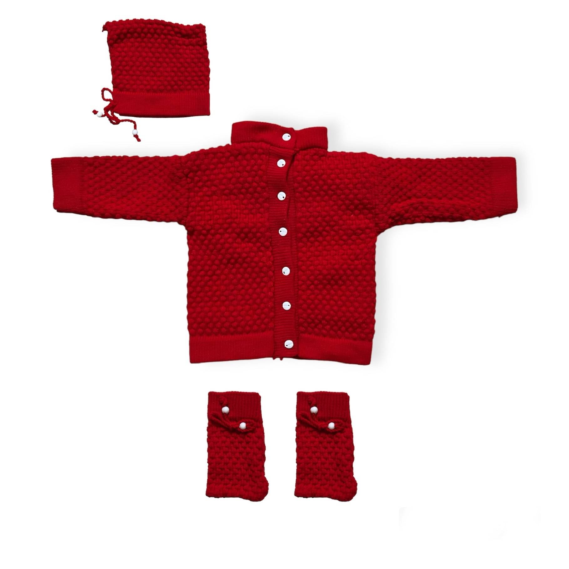     			Wocrevar Pack of 1 Unisex for Baby Woollen Sweater ( Red )