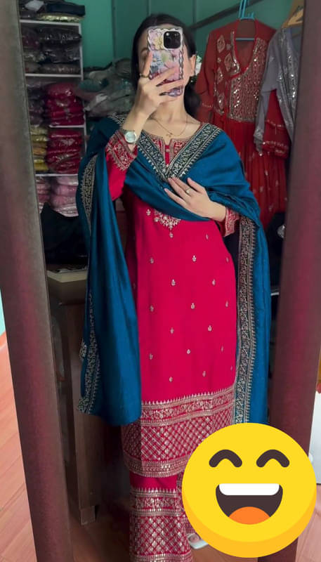     			YASHASVI ENTERPRISE Women Silk Embroidered Straight Kurti With Pants ( Blue )