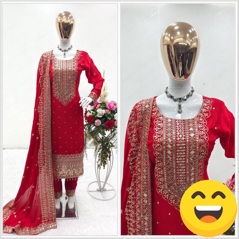 YASHASVI ENTERPRISE Women Silk Embroidered Straight Kurti With Pants ( Red ) YASHASVI ENTERPRISE Women Silk Embroidered Straight Kurti With Pants ( Red )