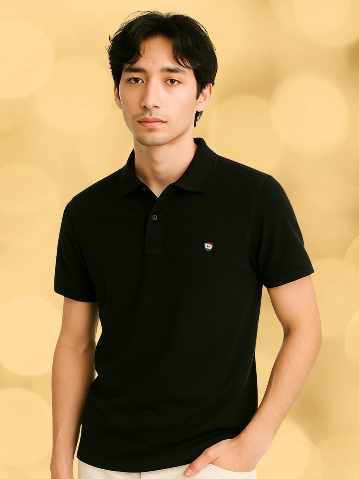     			ZEFFORA Men Cotton Blend Regular Fit Solid Polo T Shirt ( Black )