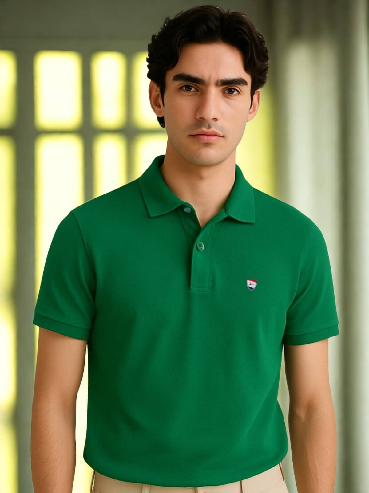     			ZEFFORA Men Cotton Blend Regular Fit Solid Polo T Shirt ( Green )