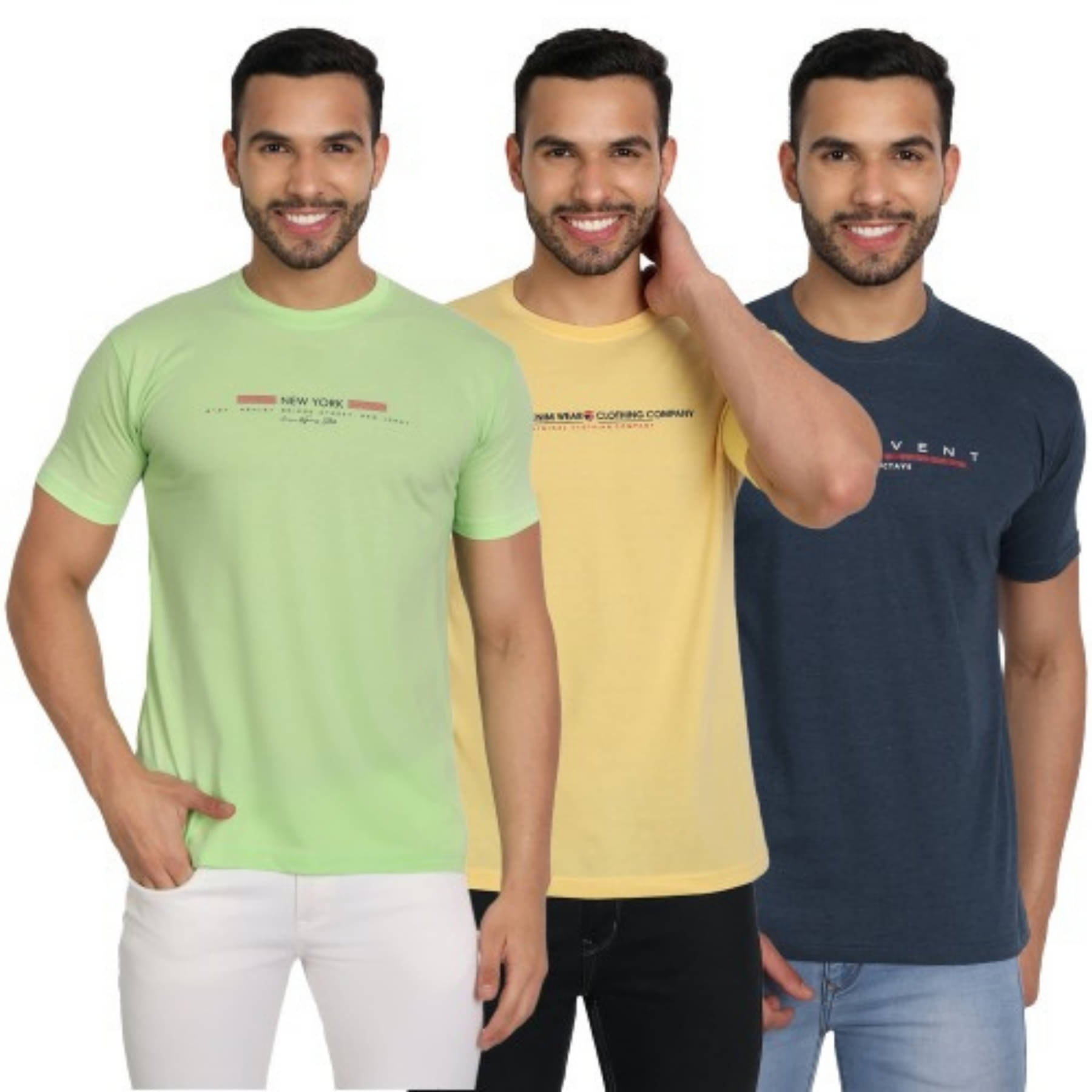     			ZEFFORA Men Cotton Blend Regular Fit Solid T-Shirt ( Multicolor3 )