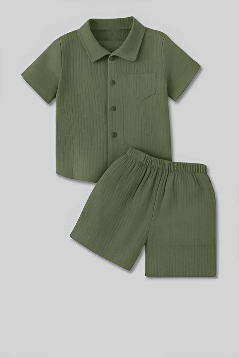     			fastdeal Pack of 1 Boys Cotton Blend Shirt & Shorts Set ( Green )