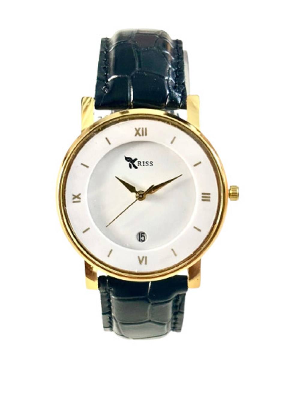     			kriss collection Black Leather Analog Men's Watch