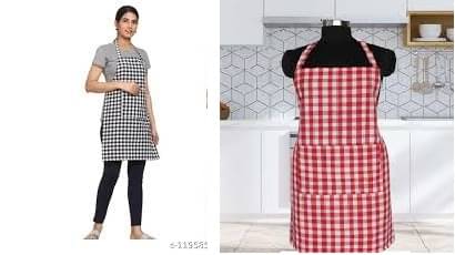 trendy Rabbit Cotton Checks Kitchen Apron with 1 Center Pocket ( Pack of 2 ) trendy Rabbit Cotton Checks Kitchen Apron with 1 Center Pocket ( Pack of 2 )
