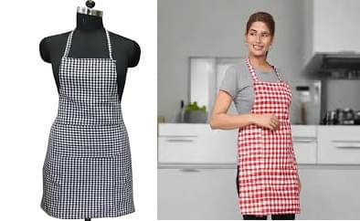     			trendy Rabbit Cotton Checks Kitchen Apron with 1 Center Pocket ( Pack of 2 )
