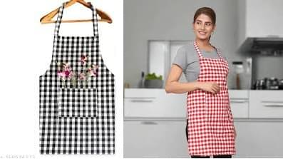 trendy Rabbit Cotton Checks Kitchen Apron with 1 Center Pocket ( Pack of 2 )     			trendy Rabbit Cotton Checks Kitchen Apron with 1 Center Pocket ( Pack of 2 )