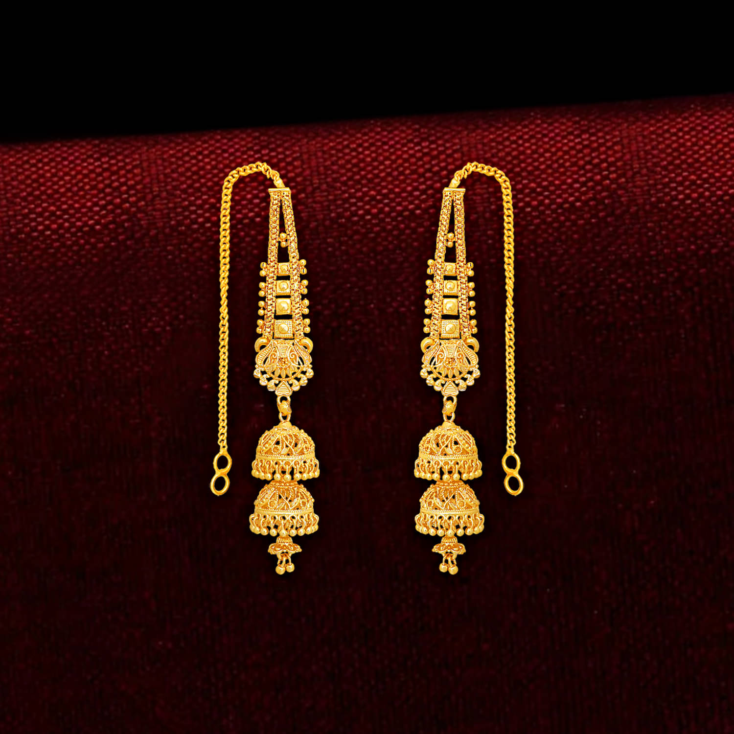     			Drashti Collection Golden Jhumki Earrings ( Pack of 1 )