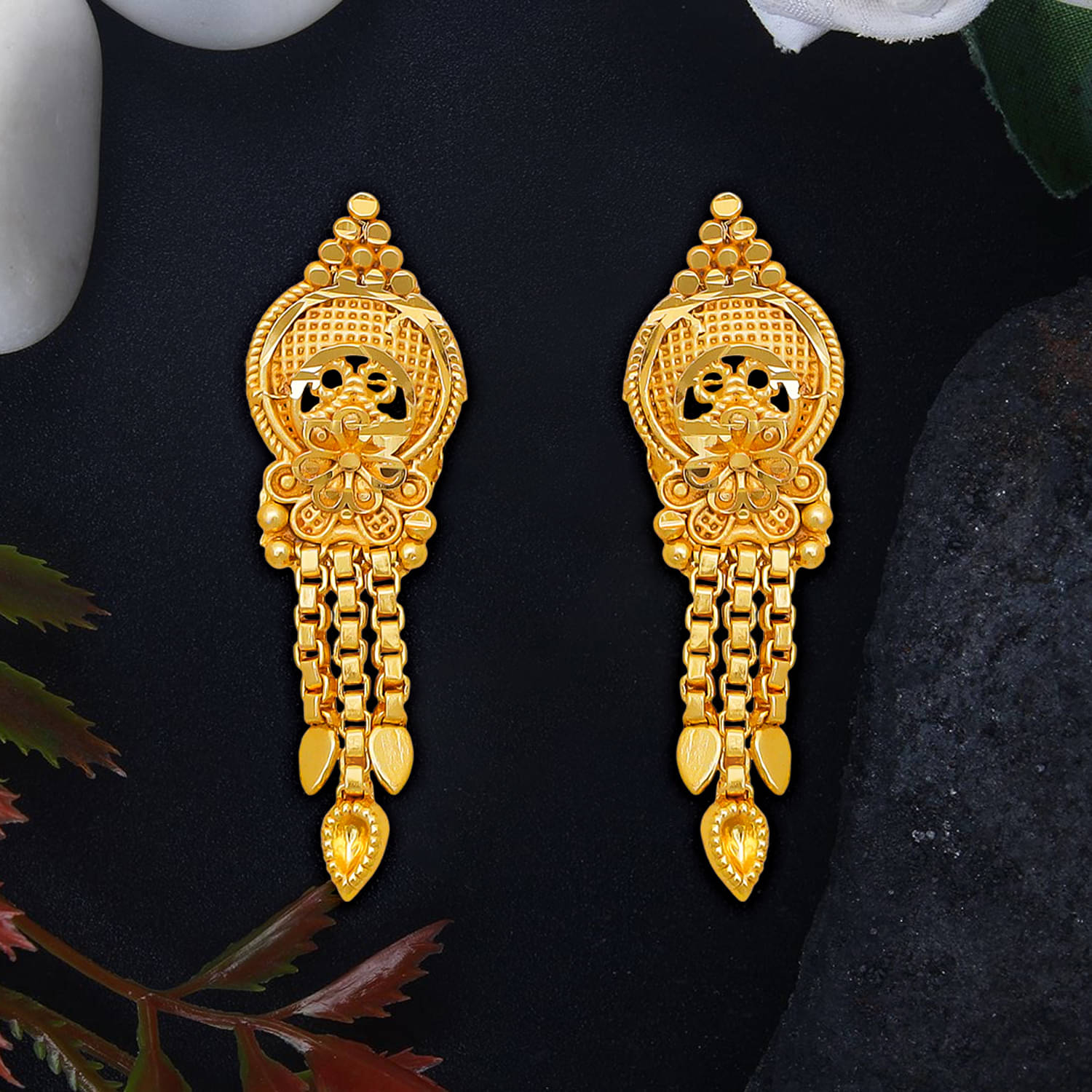     			Drashti Collection Golden Jhumki Earrings ( Pack of 1 )