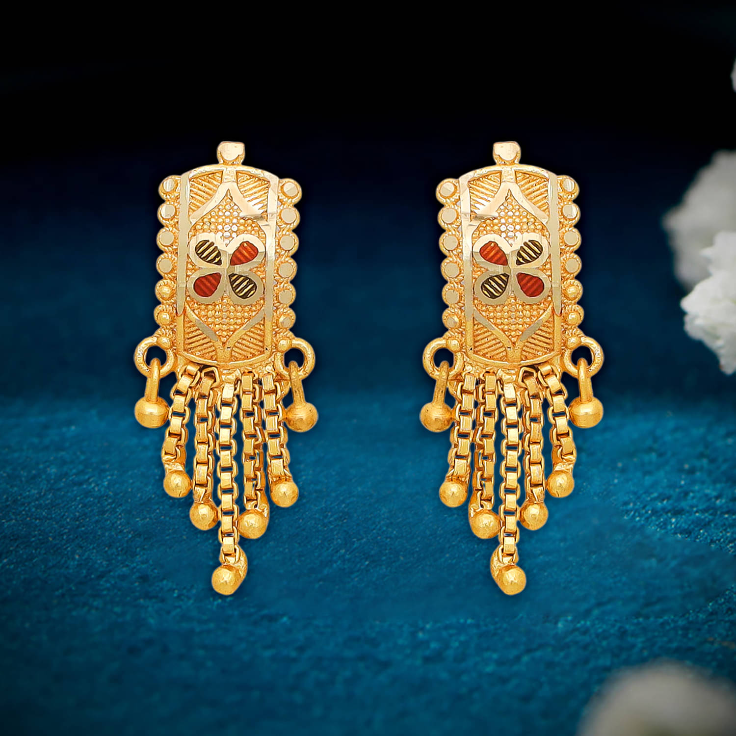     			Drashti Collection Golden Stud Earrings ( Pack of 1 )