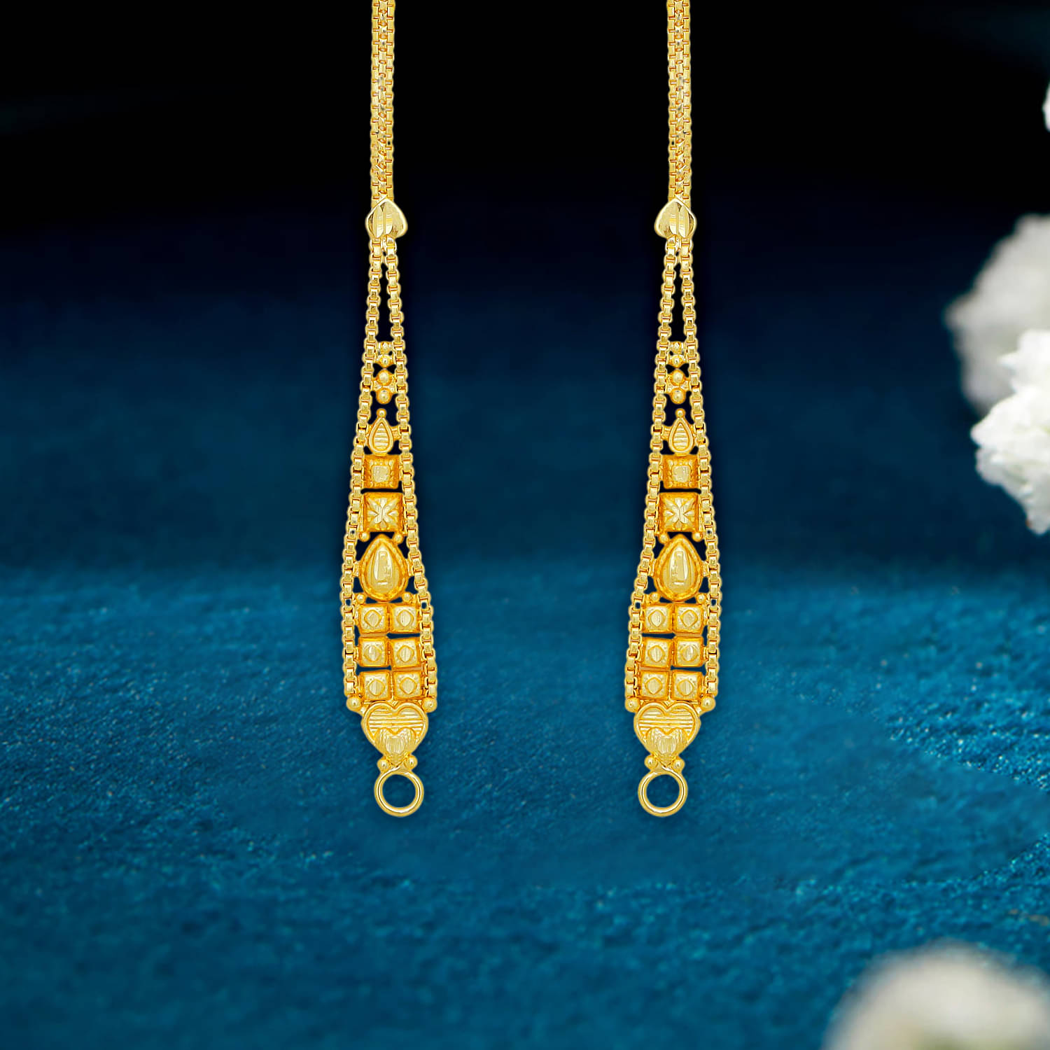     			Drashti Collection Golden Threader Earrings ( Pack of 1 )