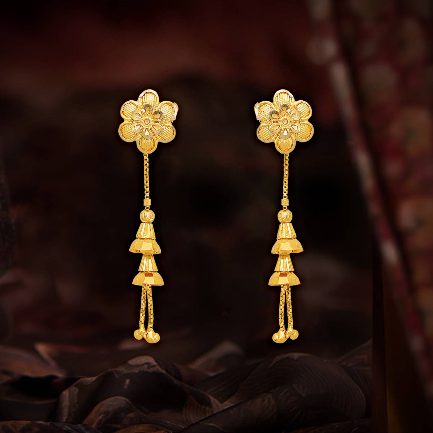     			Drashti Collection Golden Threader Earrings ( Pack of 1 )