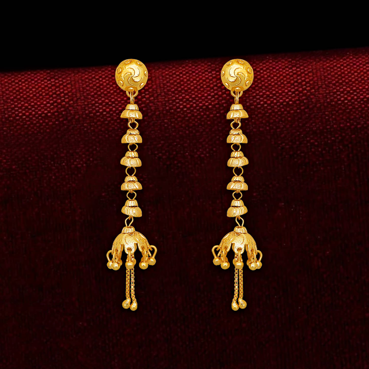     			Drashti Collection Golden Threader Earrings ( Pack of 1 )