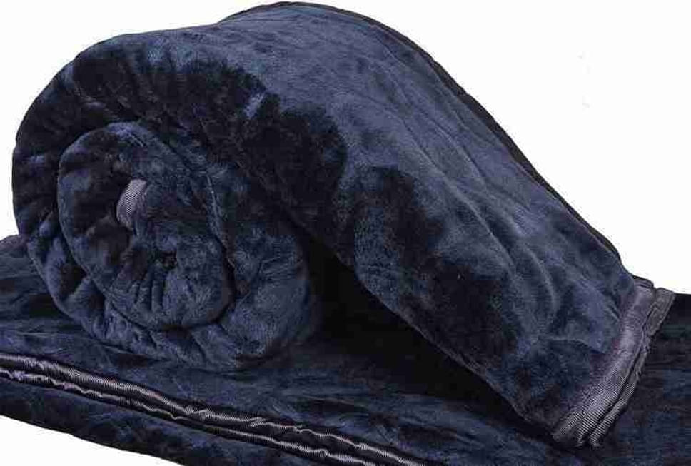     			KHUSHRIT Mink Solid Double Bed Blanket ( 253 cm x 225 cm ) - Grey ( Pack of 1 )