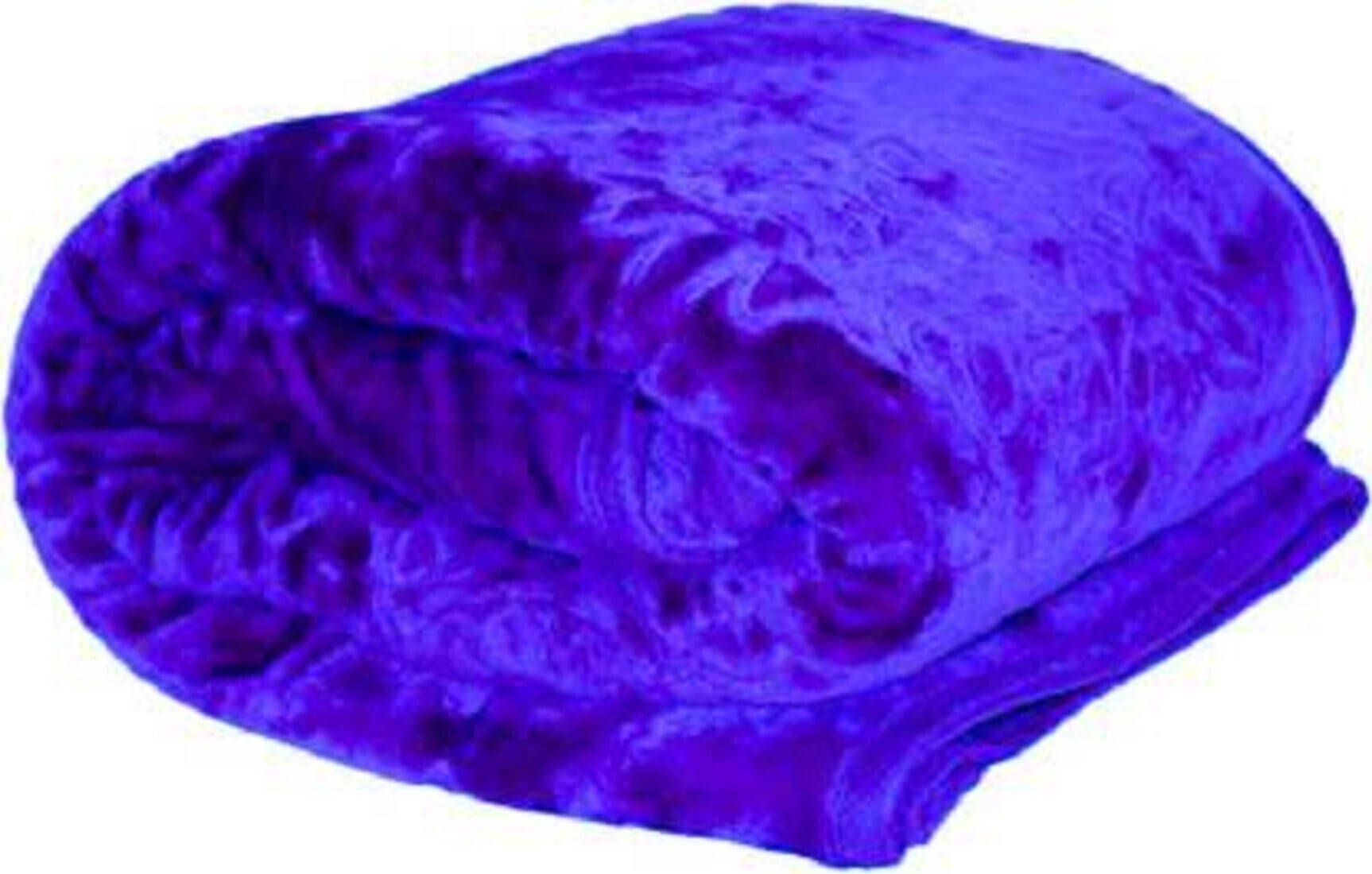     			KHUSHRIT Mink Solid Double Bed Blanket ( 230 cm x 210 cm ) - Blue ( Pack of 1 )