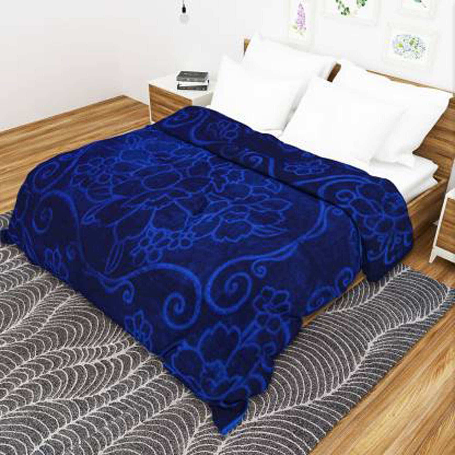     			KHUSHRIT Mink Solid Double Bed Blanket ( 230 cm x 210 cm ) - Blue ( Pack of 1 )
