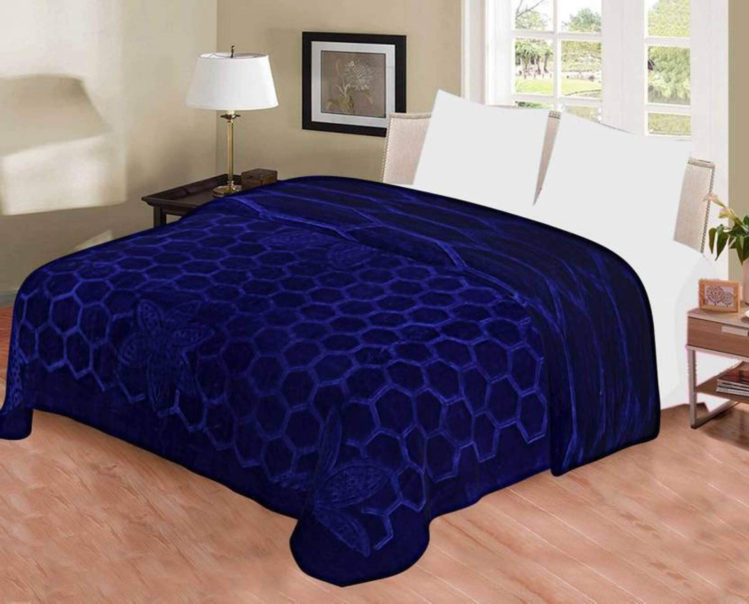     			KHUSHRIT Mink Solid Double Bed Blanket ( 230 cm x 210 cm ) - Blue ( Pack of 1 )