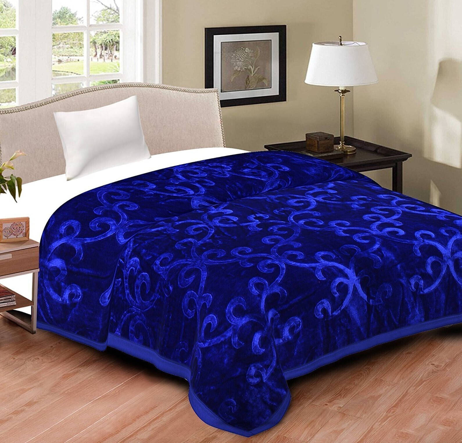 KHUSHRIT Mink Solid Double Bed Blanket ( 230 cm x 210 cm ) - Blue ( Pack of 1 ) KHUSHRIT Mink Solid Double Bed Blanket ( 230 cm x 210 cm ) - Blue ( Pack of 1 )