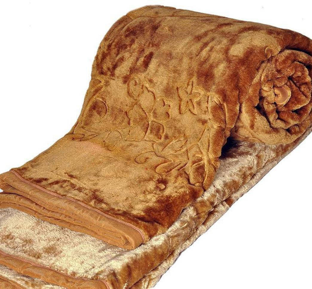     			KHUSHRIT Mink Solid Double Bed Blanket ( 240 cm x 220 cm ) - Brown ( Pack of 1 )