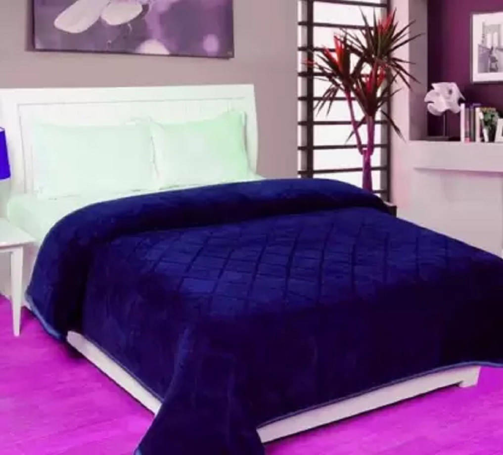 KHUSHRIT Mink Solid Double Bed Blanket ( 240 cm x 220 cm ) - Navy Blue ( Pack of 1 ) KHUSHRIT Mink Solid Double Bed Blanket ( 240 cm x 220 cm ) - Navy Blue ( Pack of 1 )