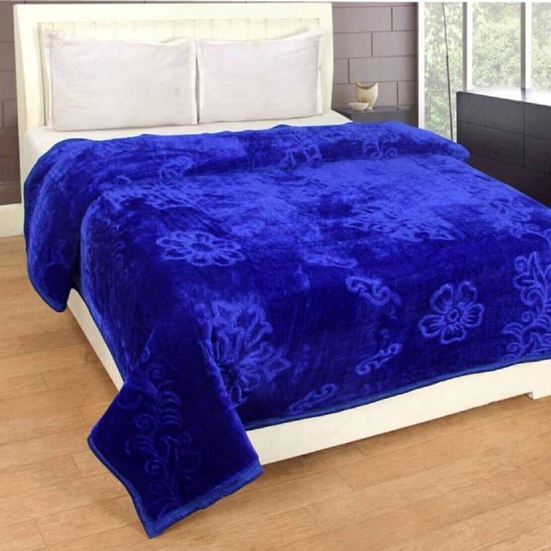     			KHUSHRIT Mink Solid Single Bed Blanket ( 210 cm x 150 cm ) - Blue ( Pack of 1 )