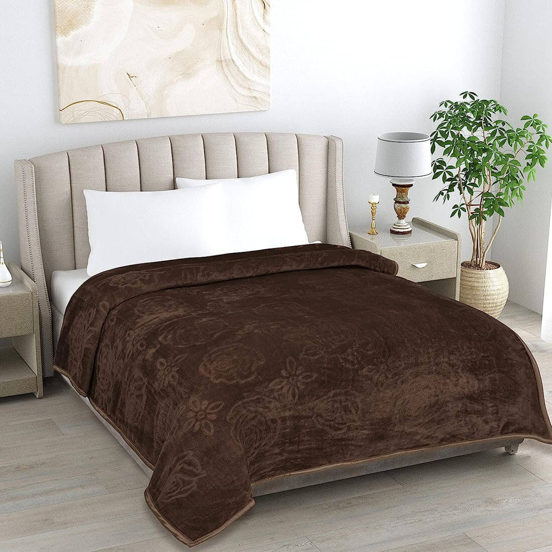     			KHUSHRIT Mink Solid Single Bed Blanket ( 210 cm x 150 cm ) - Brown ( Pack of 1 )