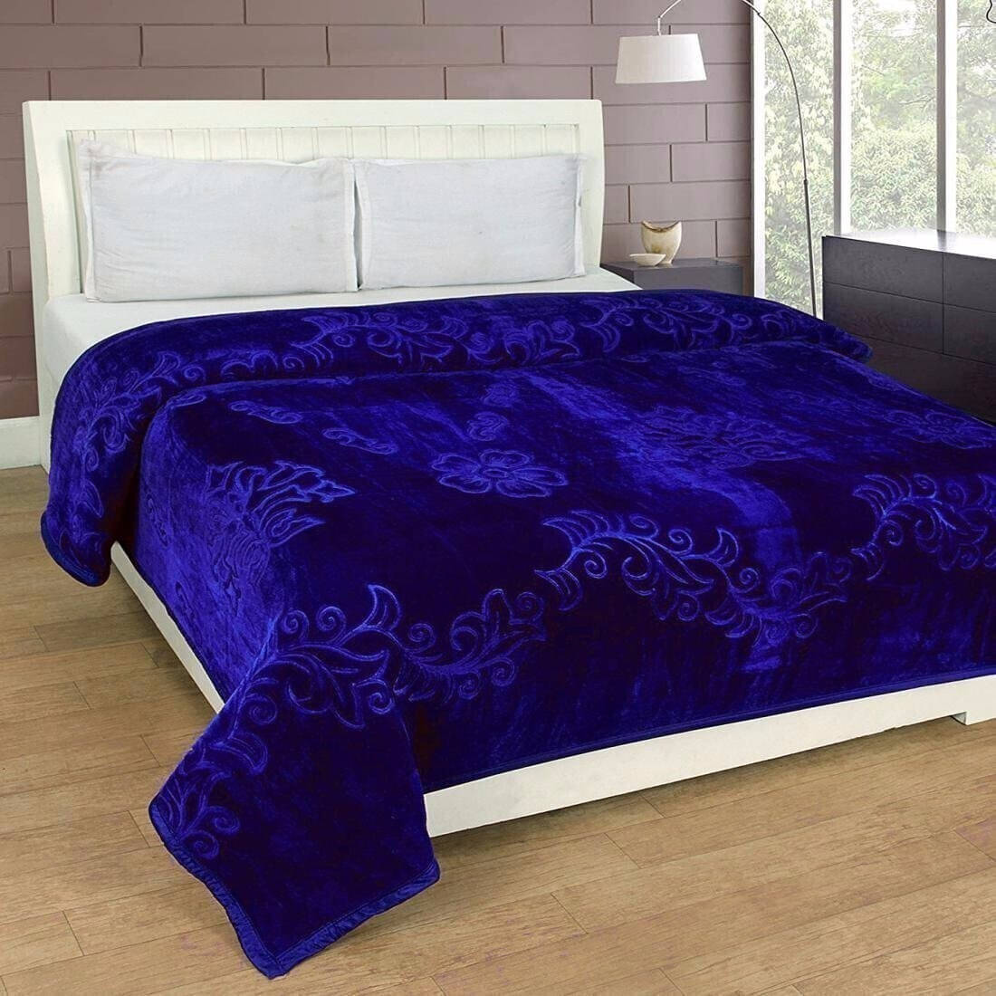     			KHUSHRIT Mink Solid Single Bed Blanket ( 210 cm x 150 cm ) - Blue ( Pack of 1 )