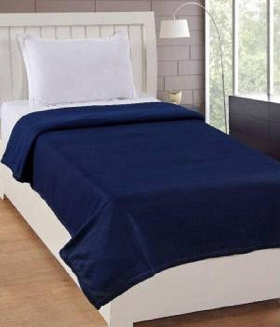     			KHUSHRIT Mink Solid Single Bed Blanket ( 210 cm x 150 cm ) - Blue ( Pack of 1 )