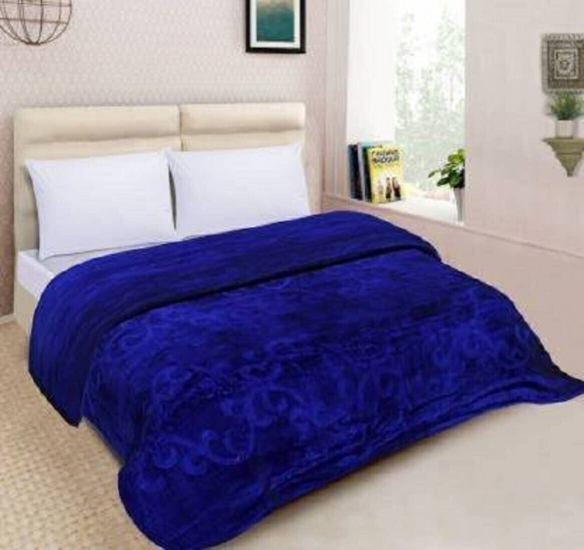     			KHUSHRIT Mink Solid Single Bed Blanket ( 210 cm x 150 cm ) - Blue ( Pack of 1 )
