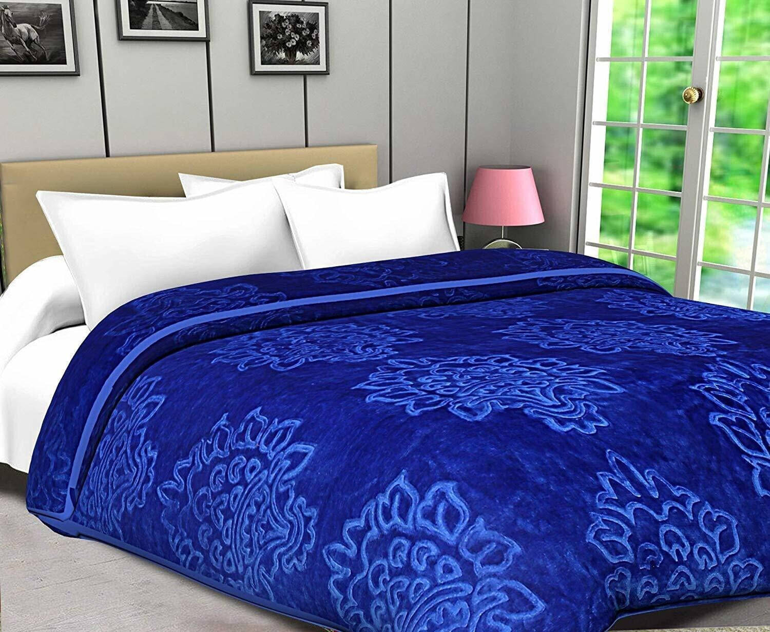     			KHUSHRIT Mink Solid Single Bed Blanket ( 210 cm x 150 cm ) - Blue ( Pack of 1 )