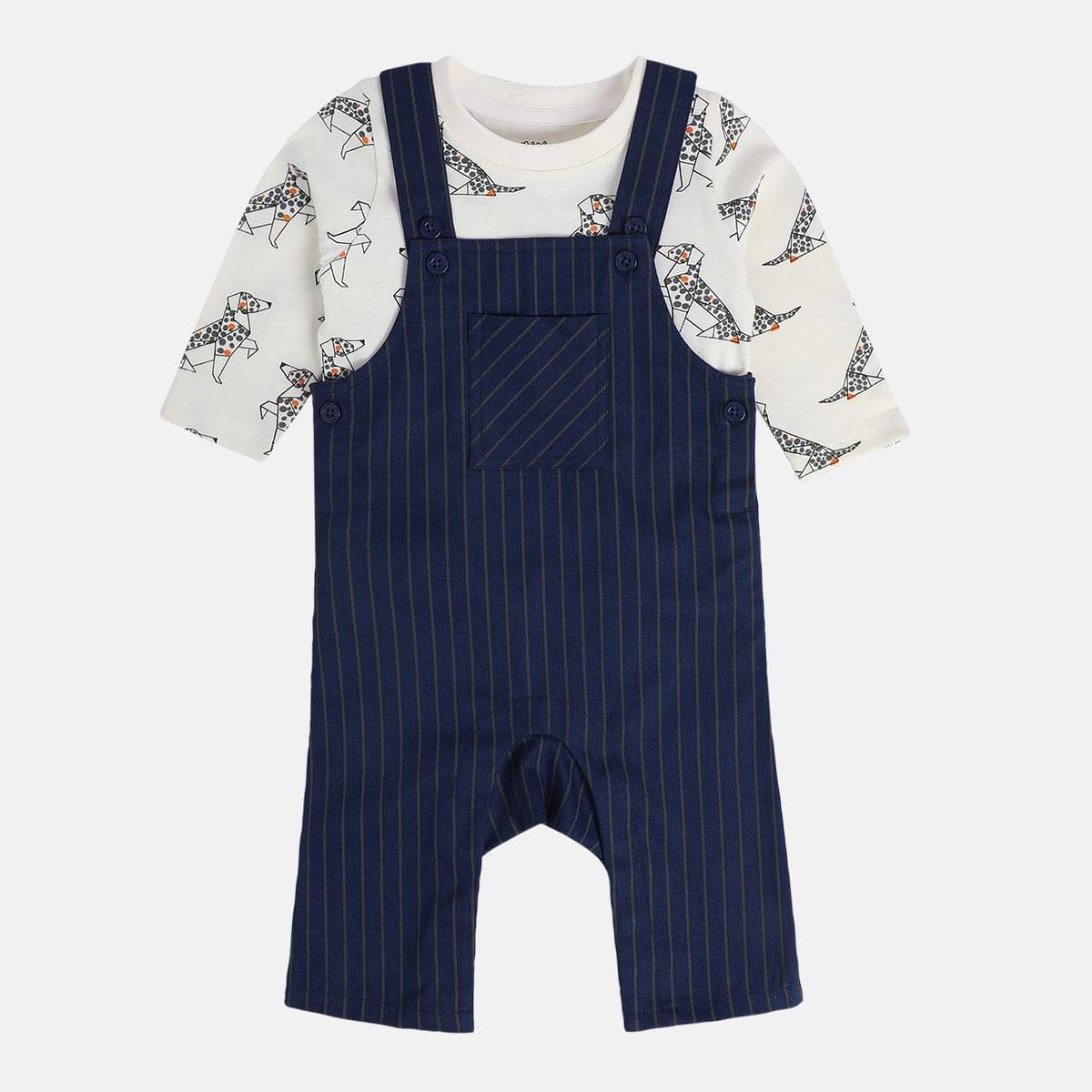     			MINI KLUB Pack of 1 Baby Boys Cotton Dungaree Sets ( Grey )