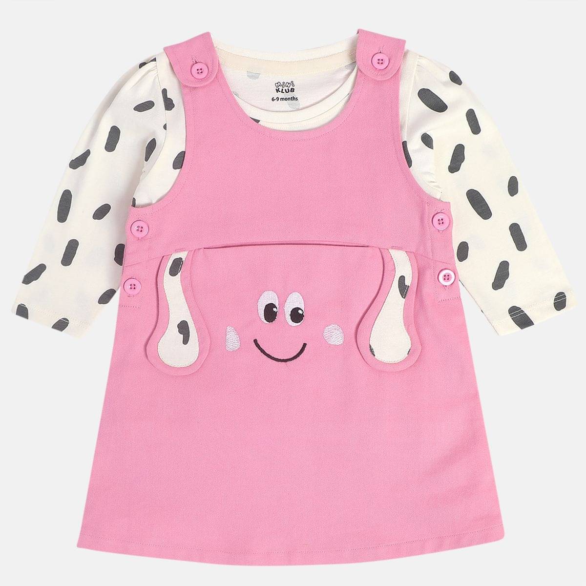     			MINI KLUB Pack of 1 Baby Girls Cotton Dungaree Sets ( Multicolor )
