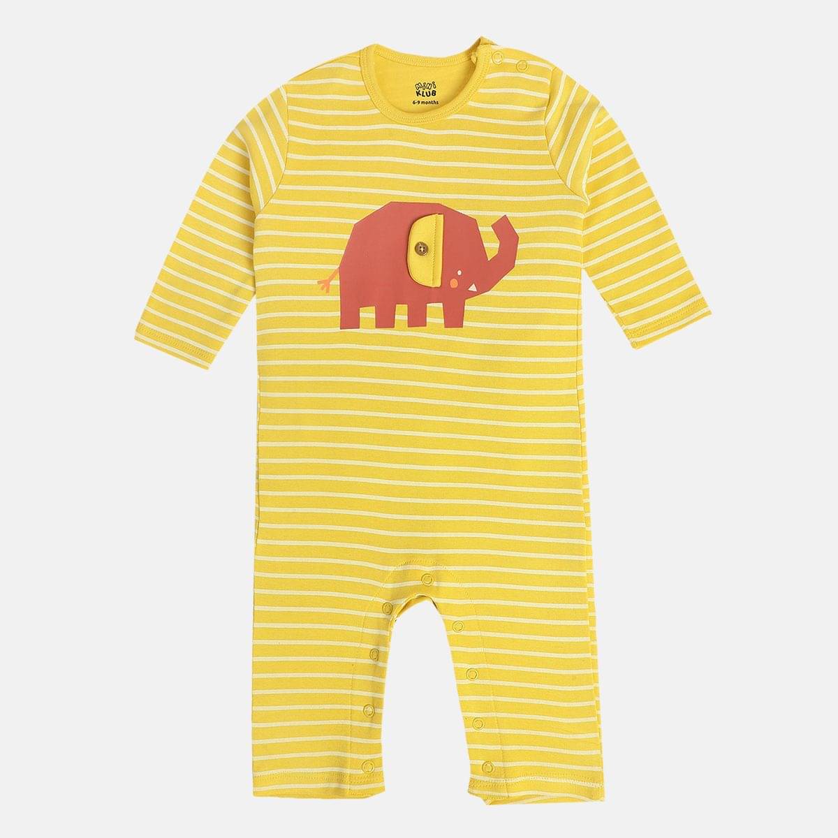 MINI KLUB Pack of 1 Baby Boys Cotton Rompers ( Yellow ) MINI KLUB Pack of 1 Baby Boys Cotton Rompers ( Yellow )