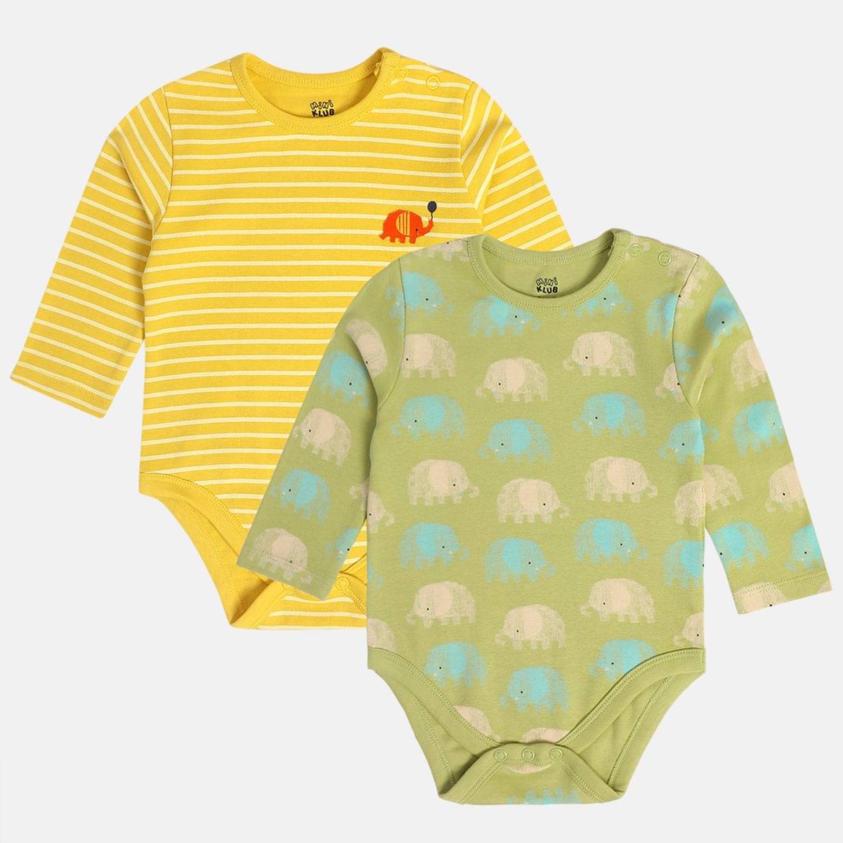     			MINI KLUB Pack of 2 Baby Boys Cotton Bodysuit ( Multicolor )
