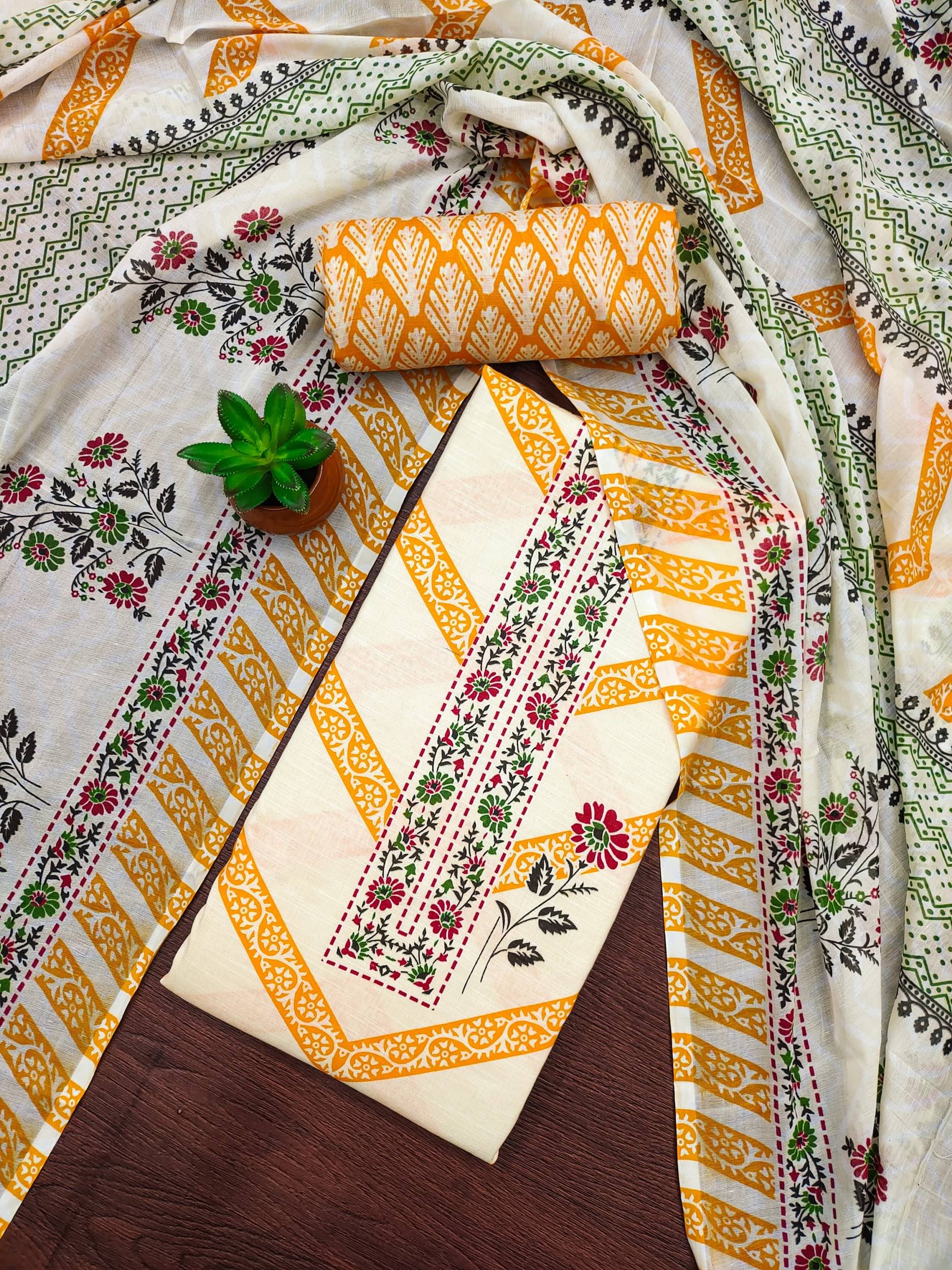 Shree Mahantam Women Chanderi Unstitched Dress Material ( Yellow )     			Shree Mahantam Women Chanderi Unstitched Dress Material ( Yellow )