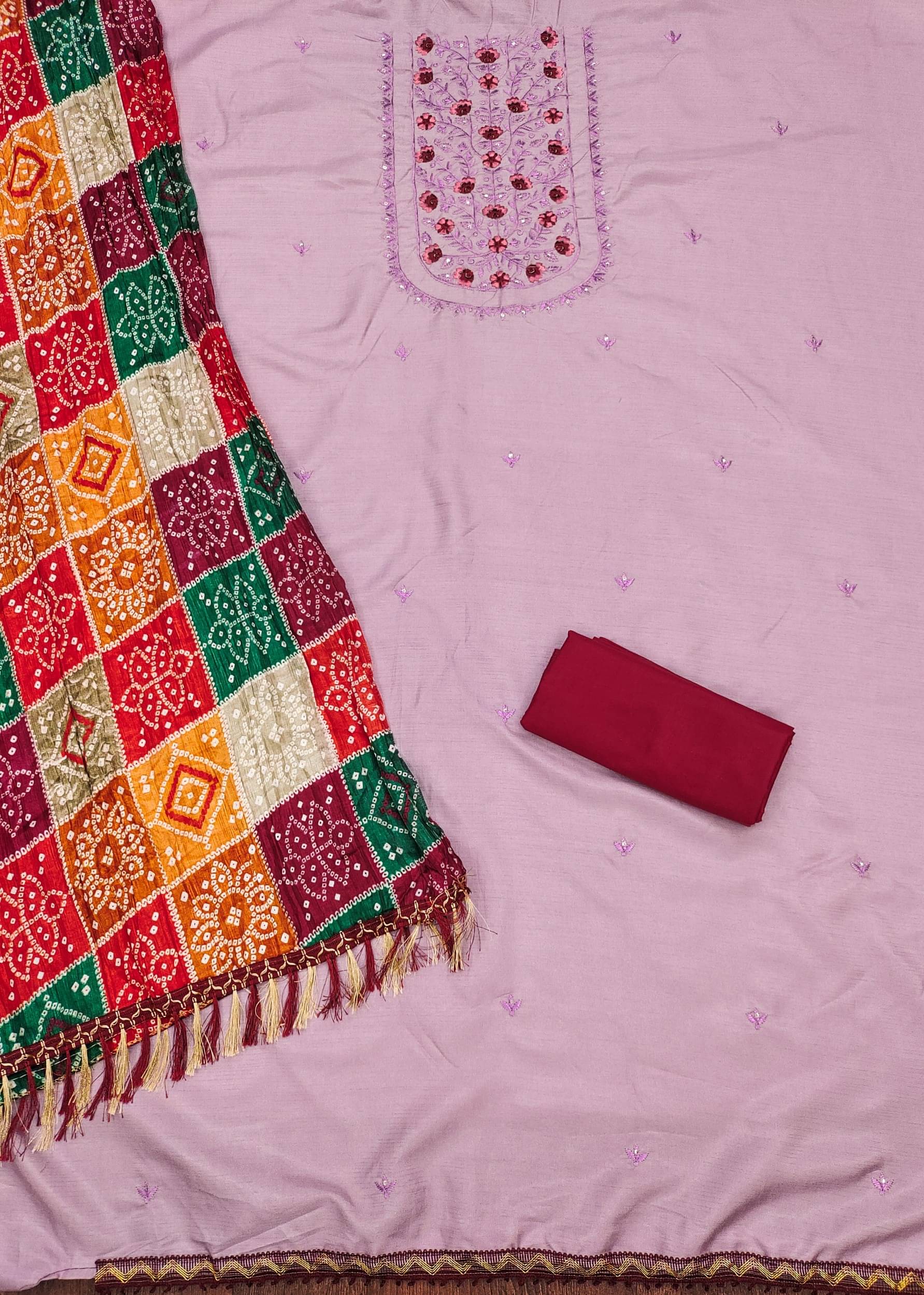 Shree Mahantam Women Chanderi Unstitched Dress Material ( Purple ) Shree Mahantam Women Chanderi Unstitched Dress Material ( Purple )
