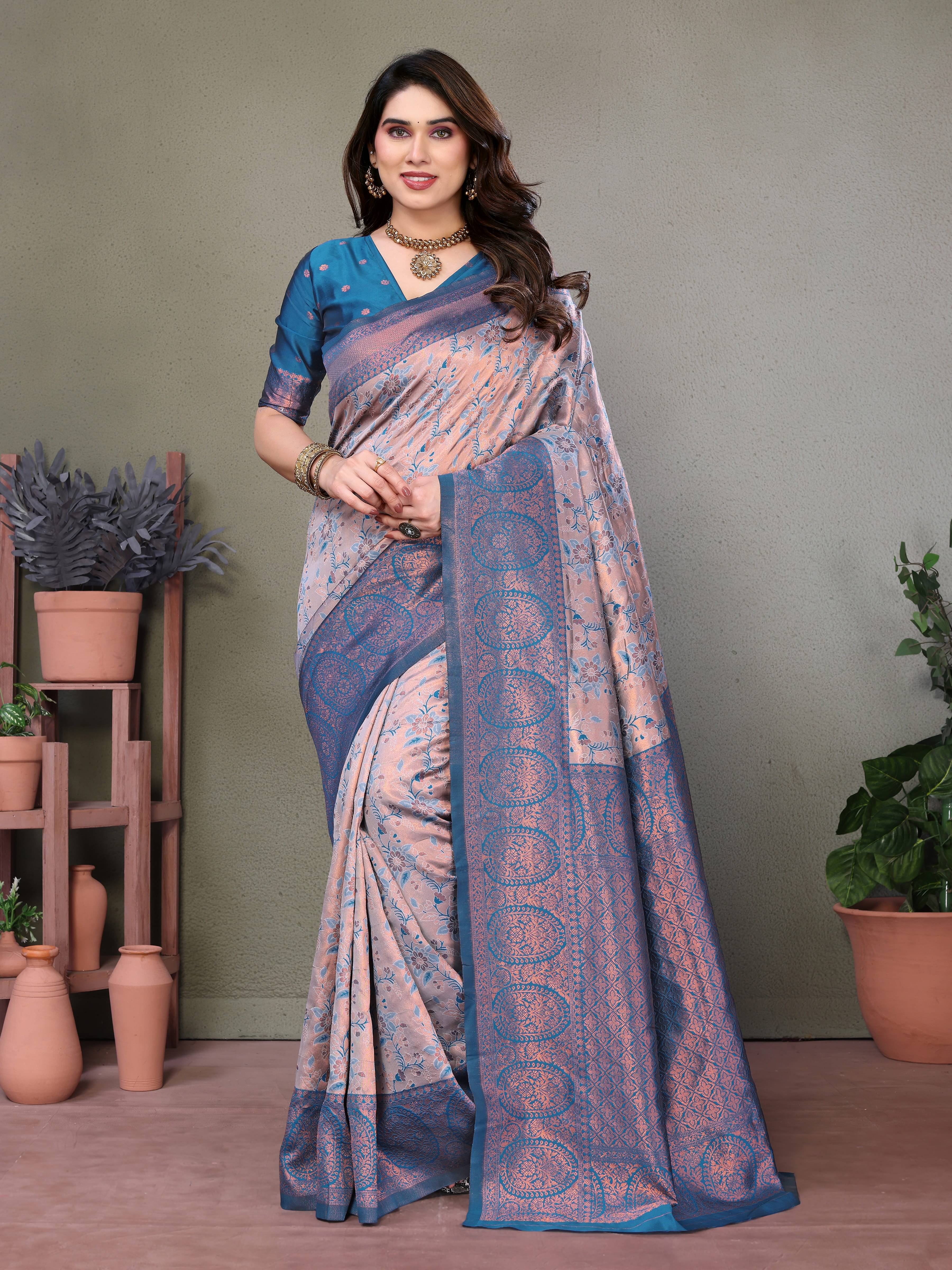     			THE PRIVATE LABLE Cotton Embroidered Banarasi saree With Unstitched Blouse Piece ( Peach )