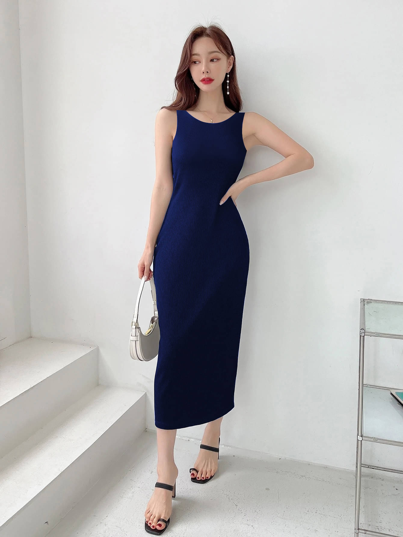 TOOCHKI Women Lycra Solid Bodycon Dress ( Navy ) TOOCHKI Women Lycra Solid Bodycon Dress ( Navy )