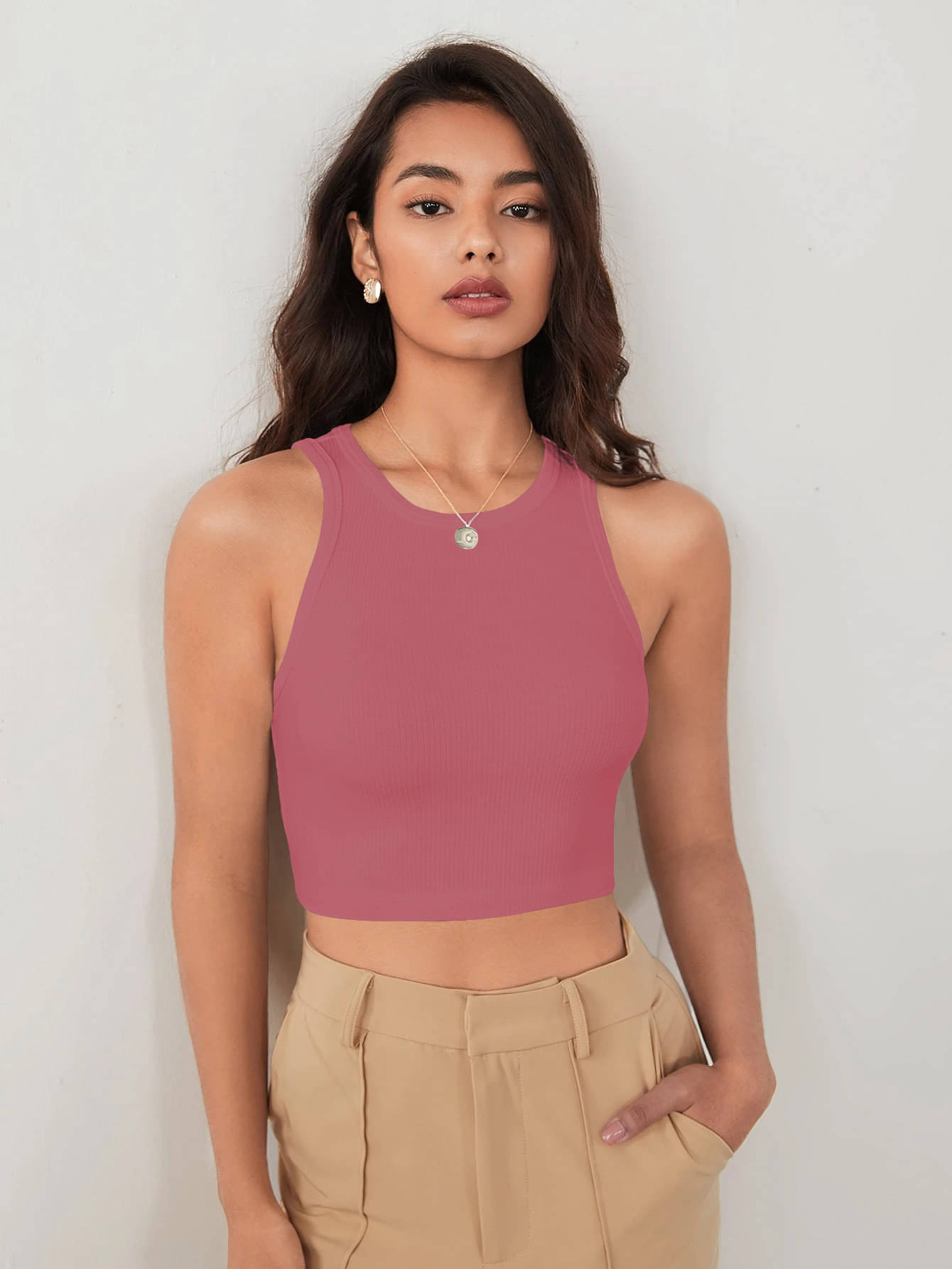     			TOOCHKI Women's Lycra Tank Top ( Pink )